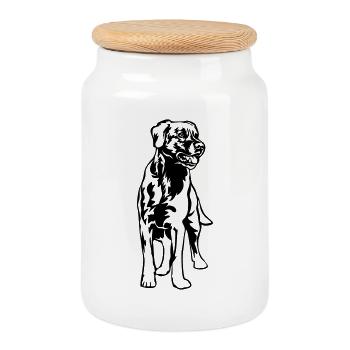 Labrador - Boîte à biscuits avec couvercle en bois - blanc - Devant
