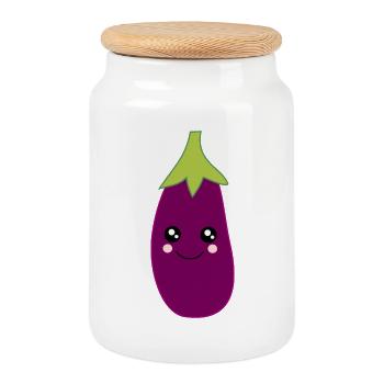 Aubergine Légume Costume Carnaval Carnaval - Boîte à biscuits avec couvercle en bois - blanc - Devant