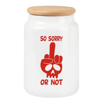 Rude Red Skull - Cookie Jar with Wooden Lid - white - Front