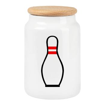 HOBBY KEGELN - BOWLING SPORT - Cookie Jar with Wooden Lid - white - Front