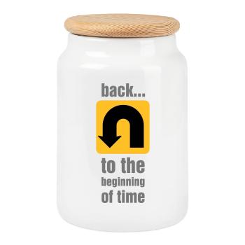 U-turn - Cookie Jar with Wooden Lid - white - Front