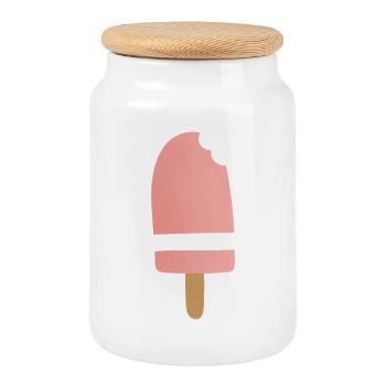 Gradient Pink Popsicle Bite - Keksdose mit Holzdeckel - Weiß - Vorne