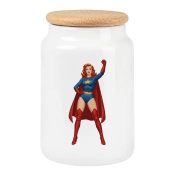 Superwoman - Cookie Jar with Wooden Lid - white - Front