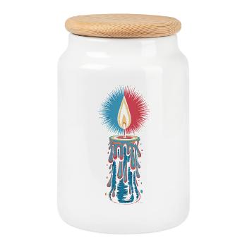 Faith Light Candle Retro Spirit Design - Cookie Jar with Wooden Lid - white - Front