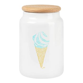Glace Italienne labyrinthique (contours) - Boîte à biscuits avec couvercle en bois - blanc - Devant