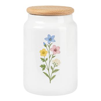 Aquarellwildblumen Trio - Keksdose mit Holzdeckel - Weiß - Vorne