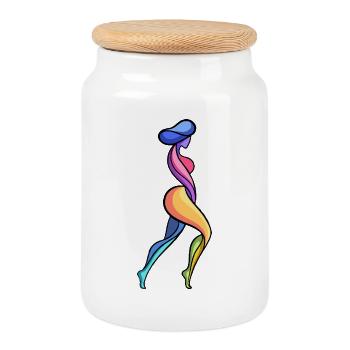 Féminité abstraite colorée - Boîte à biscuits avec couvercle en bois - blanc - Devant