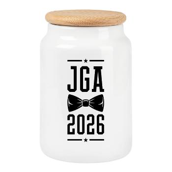 Jga 2026 Bachelor Party - Cookie Jar with Wooden Lid - white - Front