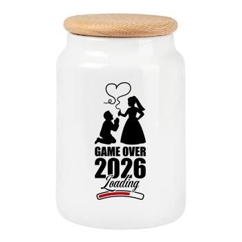 Game Over 2026 Hochzeit - Keksdose mit Holzdeckel - Weiß - Vorne