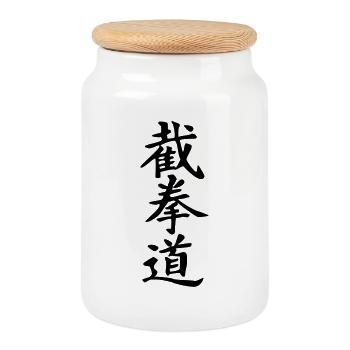Jeet Kune Do_kanji - Keksdose mit Holzdeckel - Weiß - Vorne