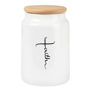 Faith Faith Church God Bible Cross Jesus - Cookie Jar with Wooden Lid - white - Front