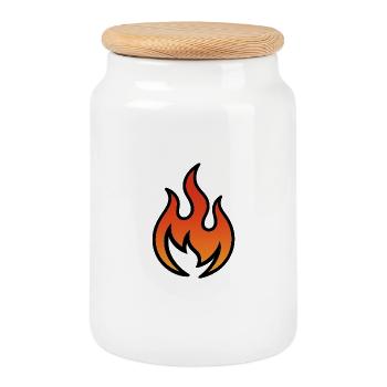 Flamme Feurig Farbverlauf Warm - Keksdose mit Holzdeckel - Weiß - Vorne