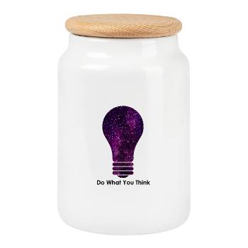 Do what you think - Cookie Jar with Wooden Lid - white - Front