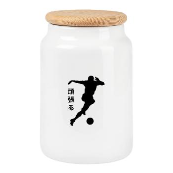 Japanese football motivation - Cookie Jar with Wooden Lid - white - Front
