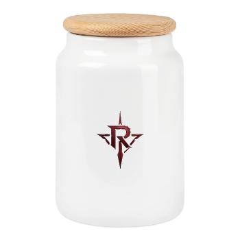 Emblème de rune cramoisie avec motif de lame - Boîte à biscuits avec couvercle en bois - blanc - Devant