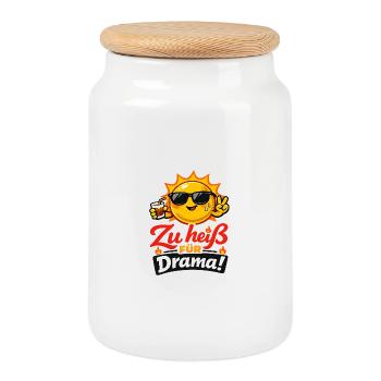Zu heiß für Drama! Lustiges Sommer T-Shirt - Keksdose mit Holzdeckel - Weiß - Vorne