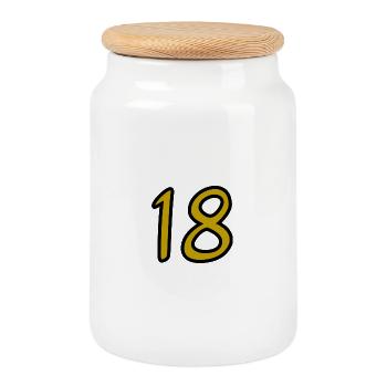 HAPPY BIRTHDAY. HAPPY BIRTHDAY. ANNIVERSARY. - Cookie Jar with Wooden Lid - white - Front