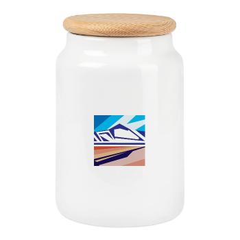 Geometric mountains in Iceland - Cookie Jar with Wooden Lid - white - Front