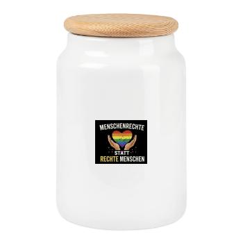 Human rights instead of right-wing people - Cookie Jar with Wooden Lid - white - Front