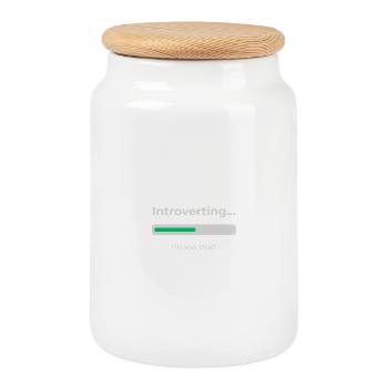 Introvert Loading - Cookie Jar with Wooden Lid - white - Front