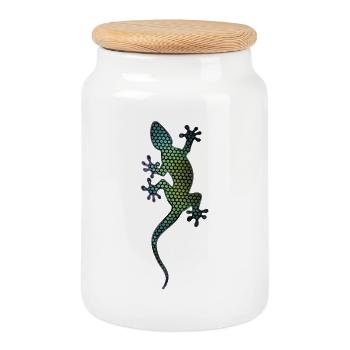 Gecko 1.3 - Boîte à biscuits avec couvercle en bois - blanc - Devant
