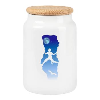 Montée de nuit - Boîte à biscuits avec couvercle en bois - blanc - Devant