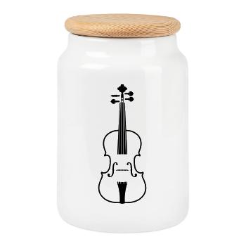 violon - Boîte à biscuits avec couvercle en bois - blanc - Devant