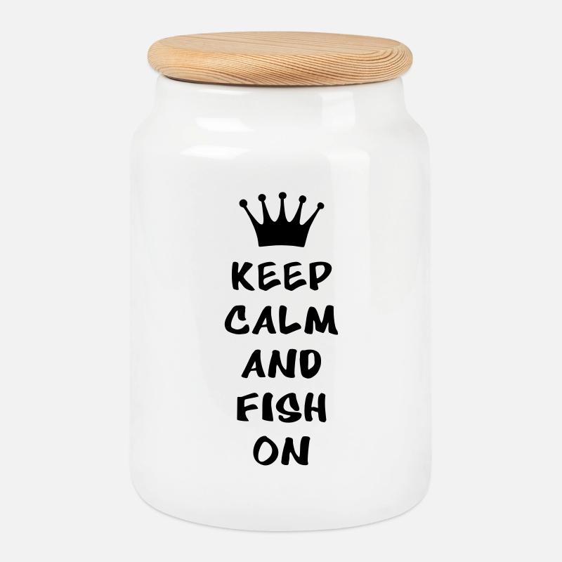 Keep calm and fish on - Keksdose mit Holzdeckel - Weiß