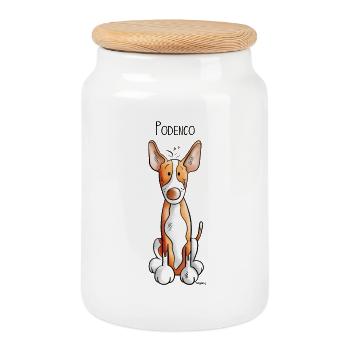 Funny Podenco - Dog - Dogs - Cute - Pets - Cookie Jar with Wooden Lid - white - Front