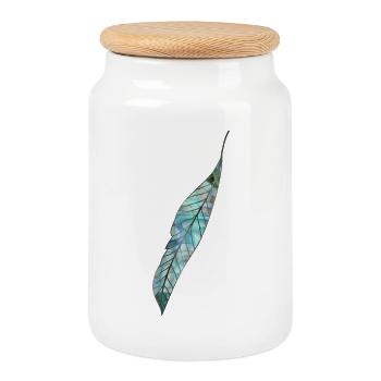 plume de nacre aux couleurs maritimes - Boîte à biscuits avec couvercle en bois - blanc - Devant