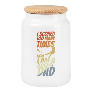 Papa de soccer - Boîte à biscuits avec couvercle en bois - blanc - Devant