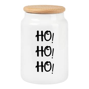 Ho Ho Ho Funny Ugly Christmas Sweater Xmas Shirt - Cookie Jar with Wooden Lid - white - Front