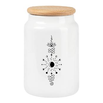 Moon Totem – Symbol der Nachtkraft Lunargeist - Boîte à biscuits avec couvercle en bois - blanc - Devant