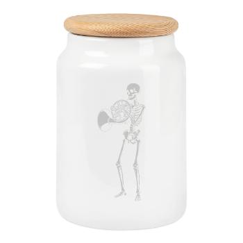 Skelettmessing-Serenade - Keksdose mit Holzdeckel - Weiß - Vorne