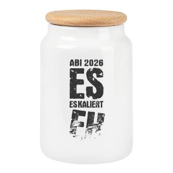 It's escalating anyway | Abi 2026 - Abitur Party - Cookie Jar with Wooden Lid - white - Front