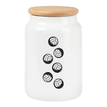 Volleyball - Keksdose mit Holzdeckel - Weiß - Vorne