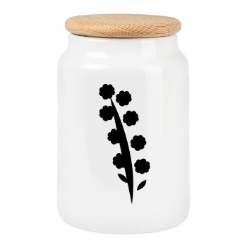 Blume - Keksdose mit Holzdeckel - Weiß - Vorne