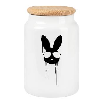 Lunettes de soleil Mauvais Lapin - Boîte à biscuits avec couvercle en bois - blanc - Devant