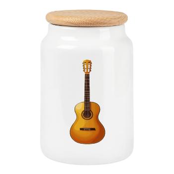 Guitariste - Boîte à biscuits avec couvercle en bois - blanc - Devant