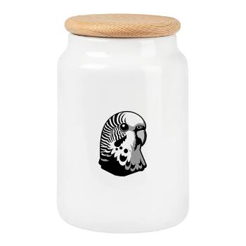 Perruche Canari - Boîte à biscuits avec couvercle en bois - blanc - Devant