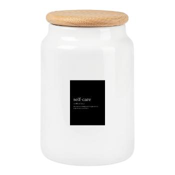 Motif de soins personnels minimaliste - Boîte à biscuits avec couvercle en bois - blanc - Devant