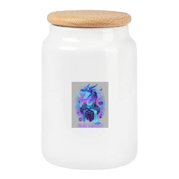 Dragon Neon sur Console Retro - Boîte à biscuits avec couvercle en bois - blanc - Devant