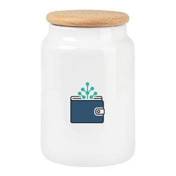 Portefeuille de crypto-monnaies | Symbole Blockchain & Finance - Boîte à biscuits avec couvercle en bois - blanc - Devant