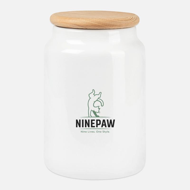 Ninepaw Logo - Keksdose mit Holzdeckel - Weiß