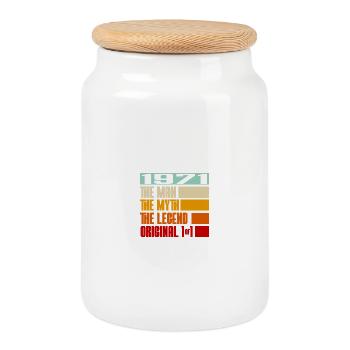 1971 Authentic Retro Legend - Cookie Jar with Wooden Lid - white - Front