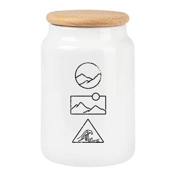 Awaiting design - Cookie Jar with Wooden Lid - white - Front