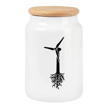 Think Green - Cookie Jar with Wooden Lid - white - Front