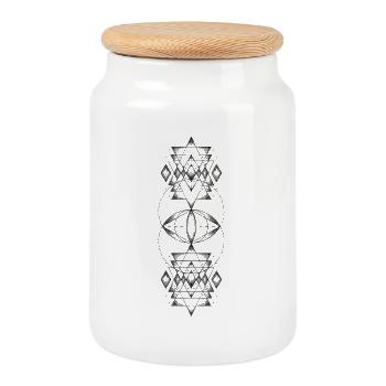 Heilige Geometrie - Keksdose mit Holzdeckel - Weiß - Vorne