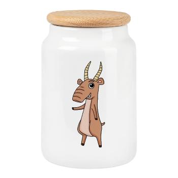 Saiga Saiga Antelope Antelope - Cookie Jar with Wooden Lid - white - Front