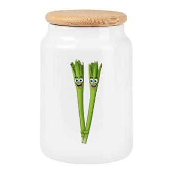 Spargeldduo Sourire - Boîte à biscuits avec couvercle en bois - blanc - Devant
